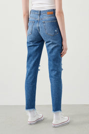 Ra Denim-Arte Mom Fit Blue Destroyed Women’s Jeans-4