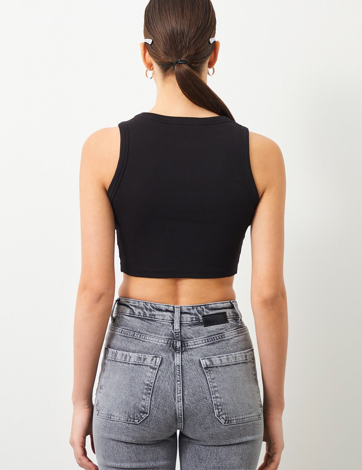 Ra Denim-Arven Black Women's Crop Top-2