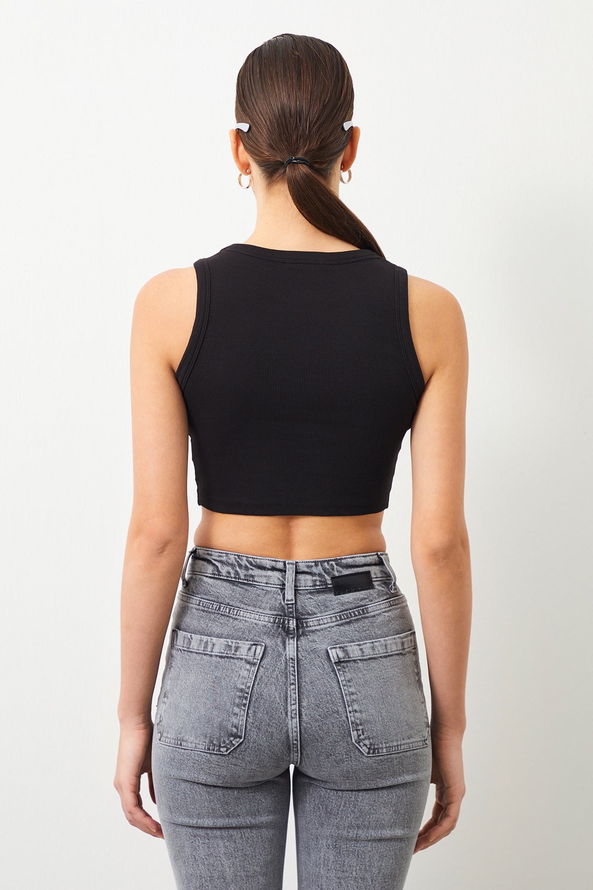 Ra Denim-Arven Black Women's Crop Top-2