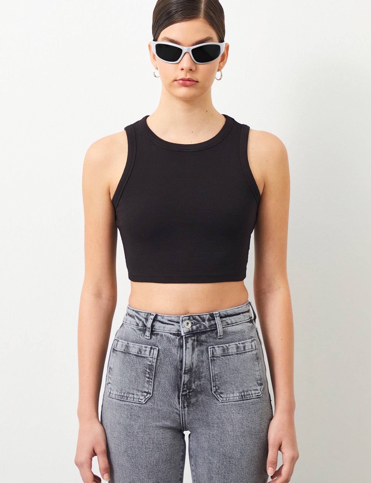 Ra Denim-Arven Black Women's Crop Top-1