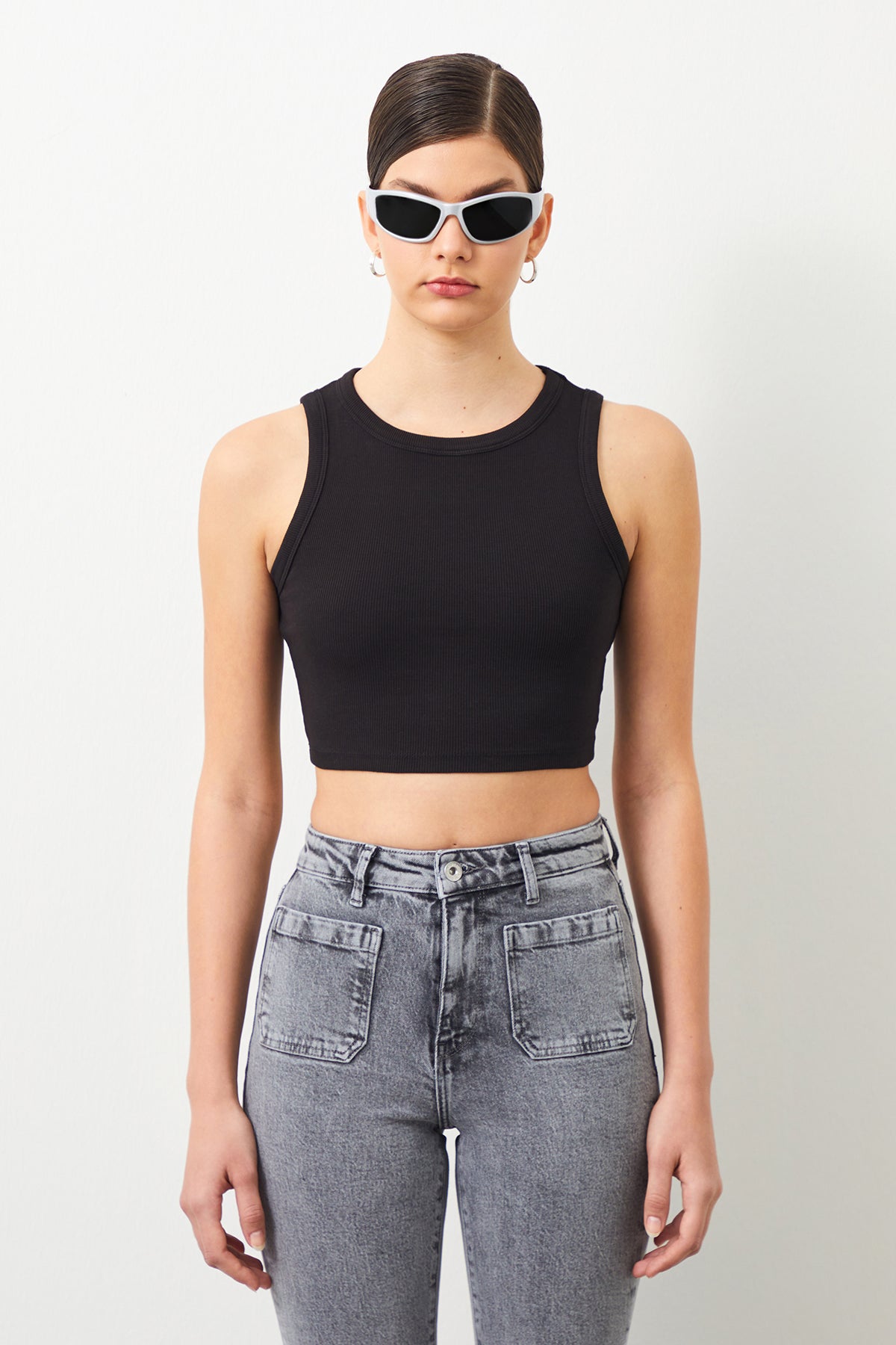Ra Denim-Arven Black Women's Crop Top-1