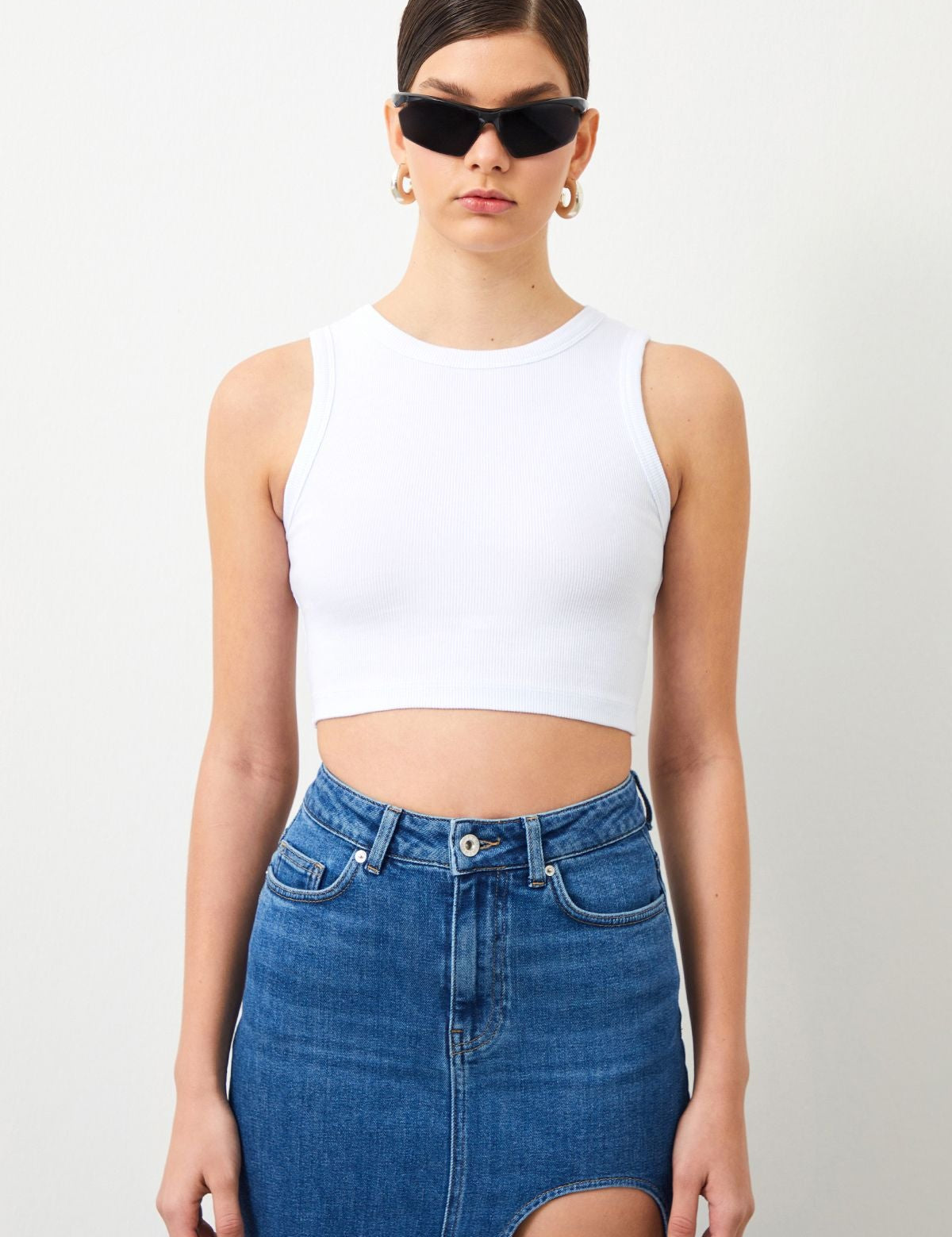Ra Denim-Arven White Women's Crop Top-1