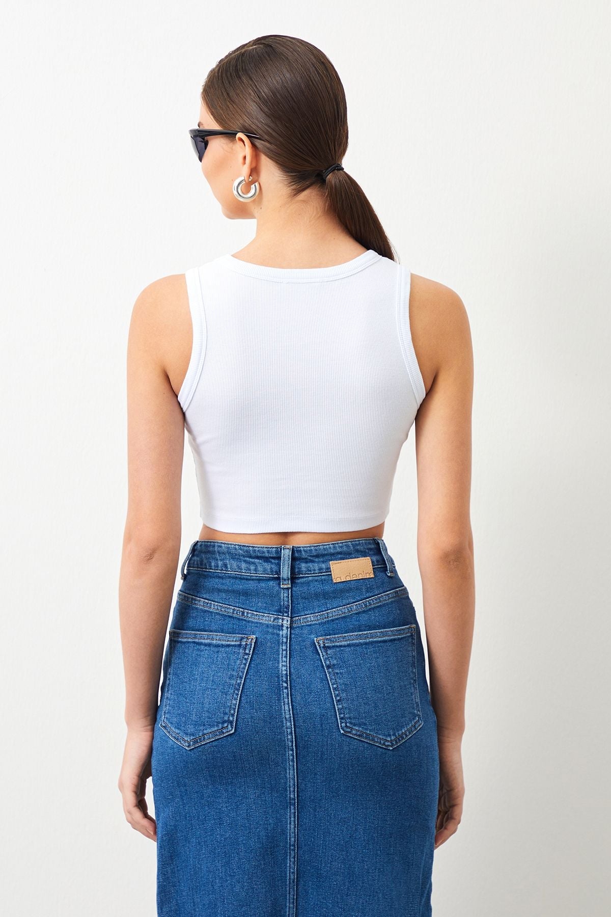 Ra Denim-Arven White Women's Crop Top-2