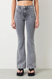 Ra Denim-Canva Flare Fit Grey Women's Jeans-2
