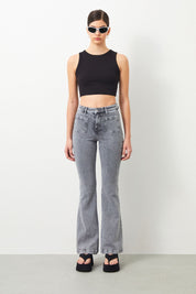 Ra Denim-Canva Flare Fit Grey Women's Jeans-1