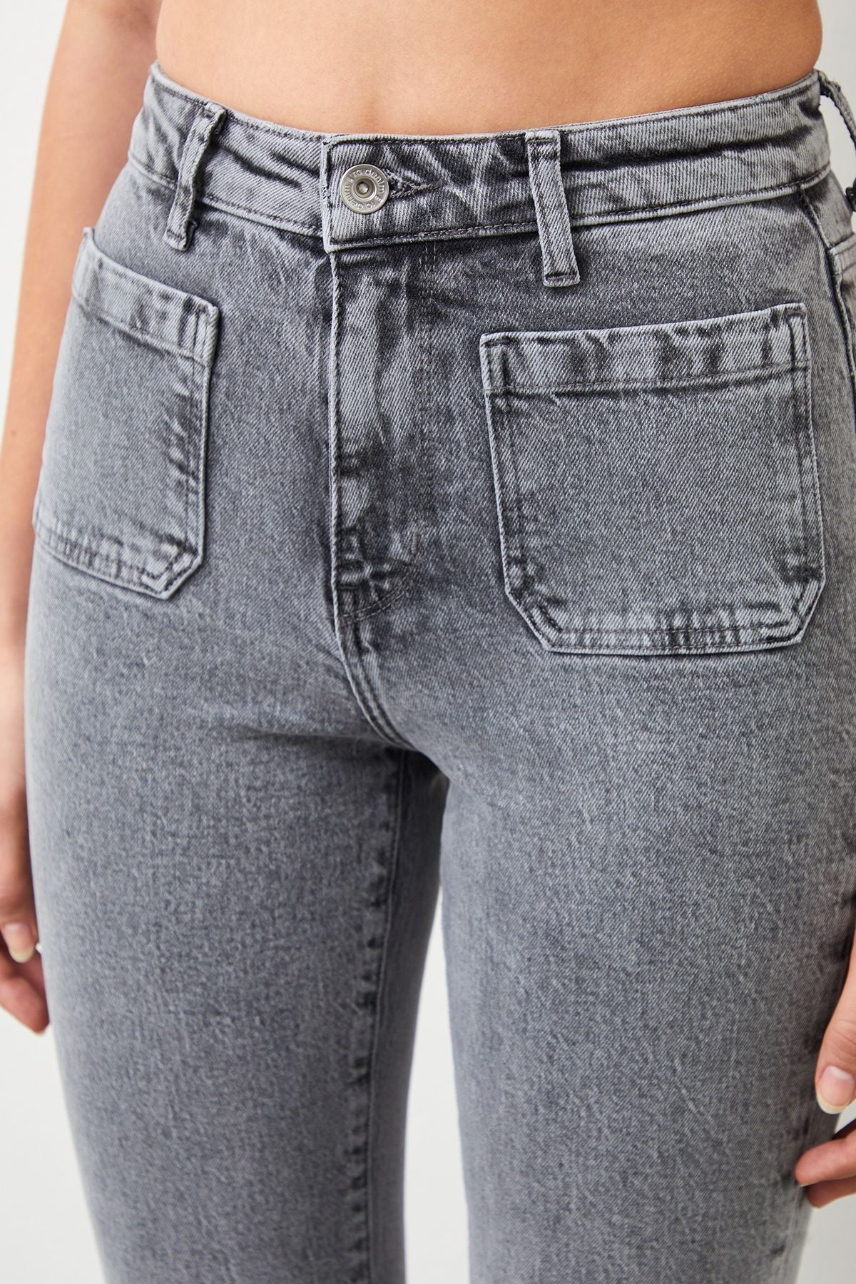 Ra Denim-Canva Flare Fit Grey Women's Jeans-4