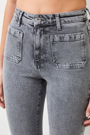 Ra Denim-Canva Flare Fit Grey Women's Jeans-4