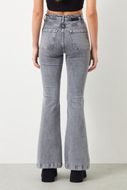 Ra Denim-Canva Flare Fit Grey Women's Jeans-3