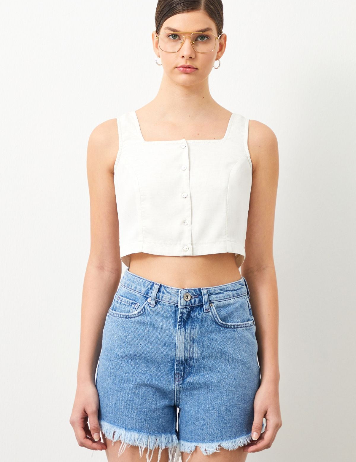 Ra Denim-Aura Ecru Natural Fabric Women's Shirt-1