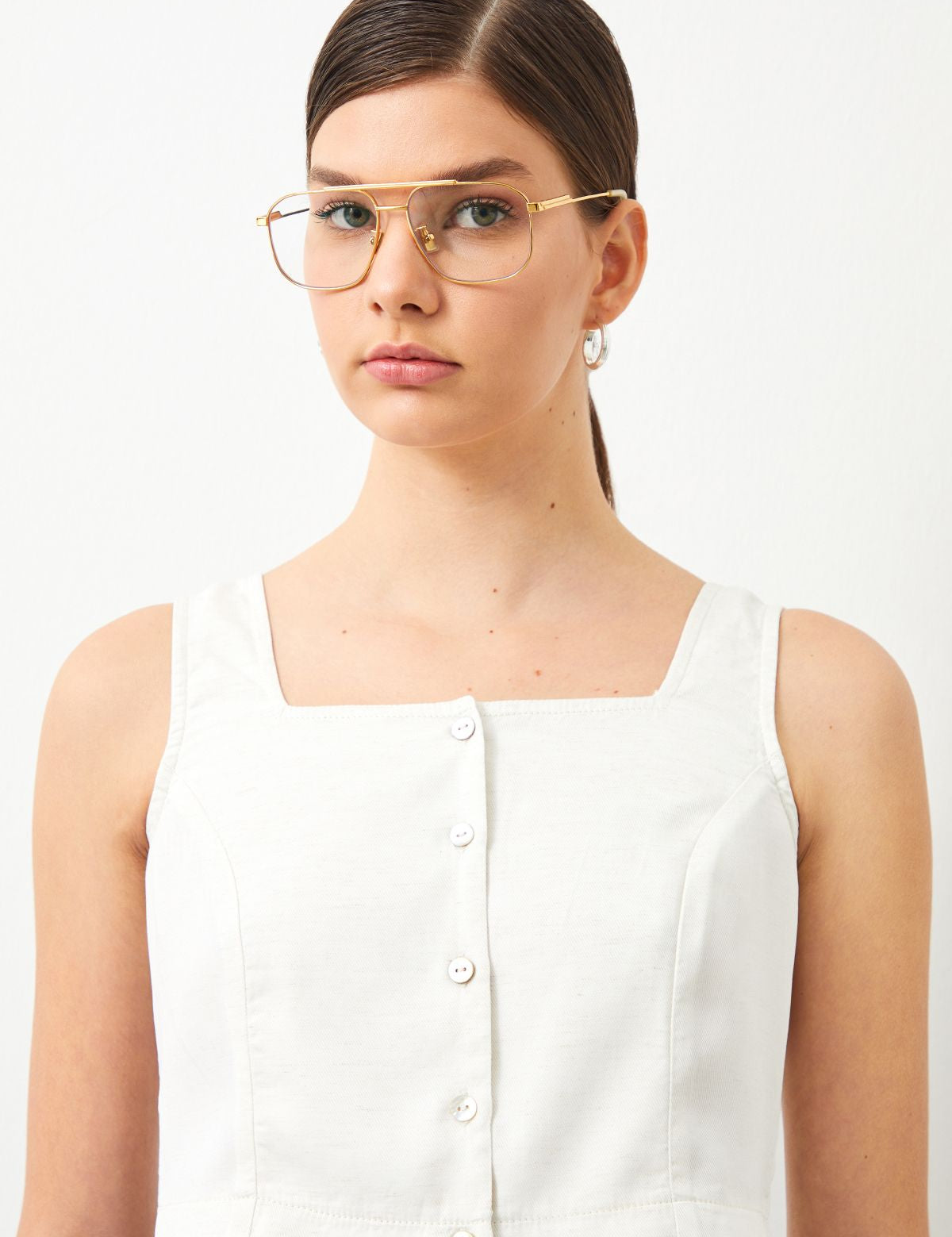 Ra Denim-Aura Ecru Natural Fabric Women's Shirt-2