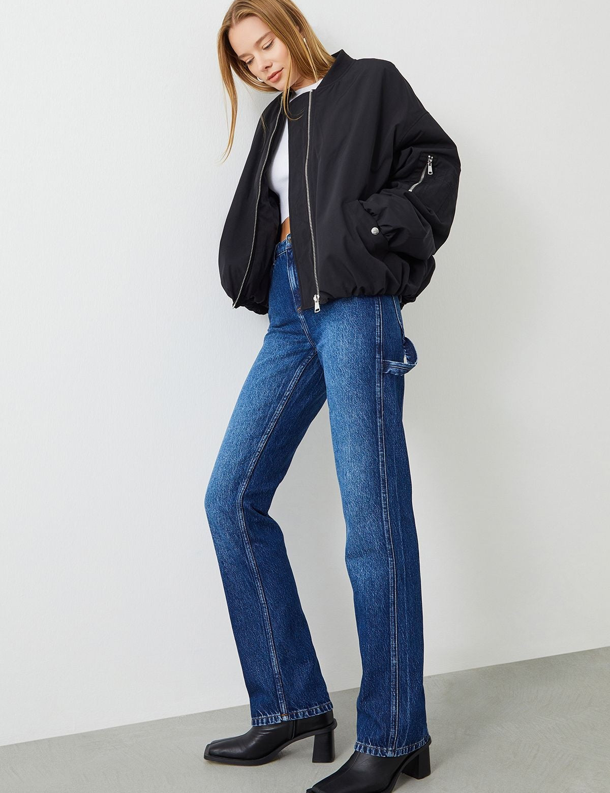 Ra Denim-Carcir Straight Worker Fit Dark Blue Women's Jeans-1