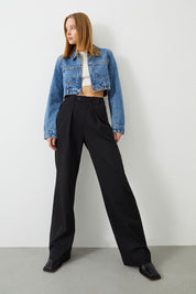 Ra Denim-Juliet Palazzo Fit Black Women's Chino Pants-1