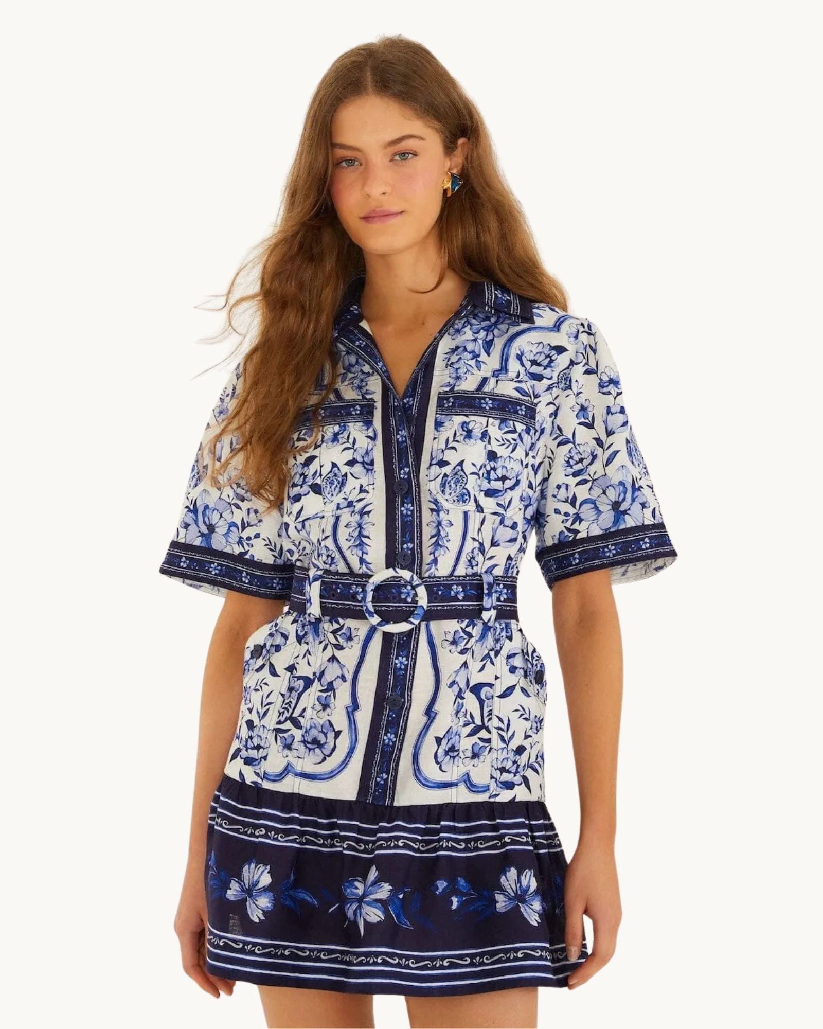farm rio shirt dress New women's XXS Farm Rio x Anthropologie printed maxi shirt dress