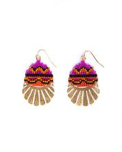 Mayana Designs Beaded Handwoven Santa Fe Drops – showcasing the intricate beadwork and brass charm.