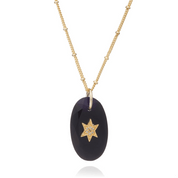 AZUNI - Troy Necklace Oval Star Pendant | Black Onyx