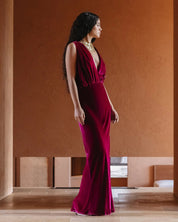 Mes Demoiselles Paris Travis Velvet Dress in Fuchsia - Front View