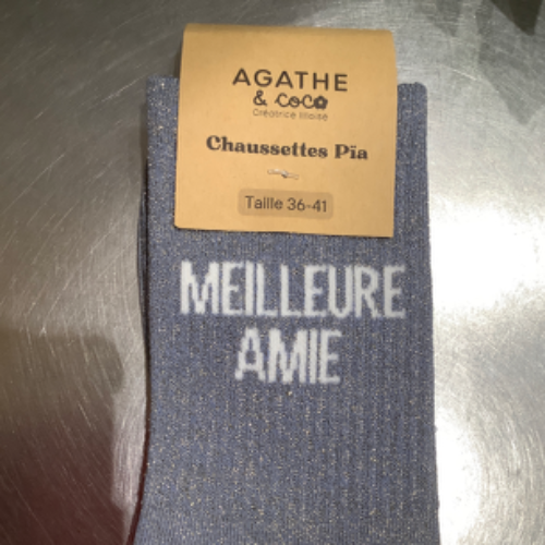 Meilleure Amie - Silver Grey Glitter Message Socks Product vendor