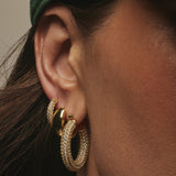 Luv AJ Pave Baby Amalfi Hoops on model