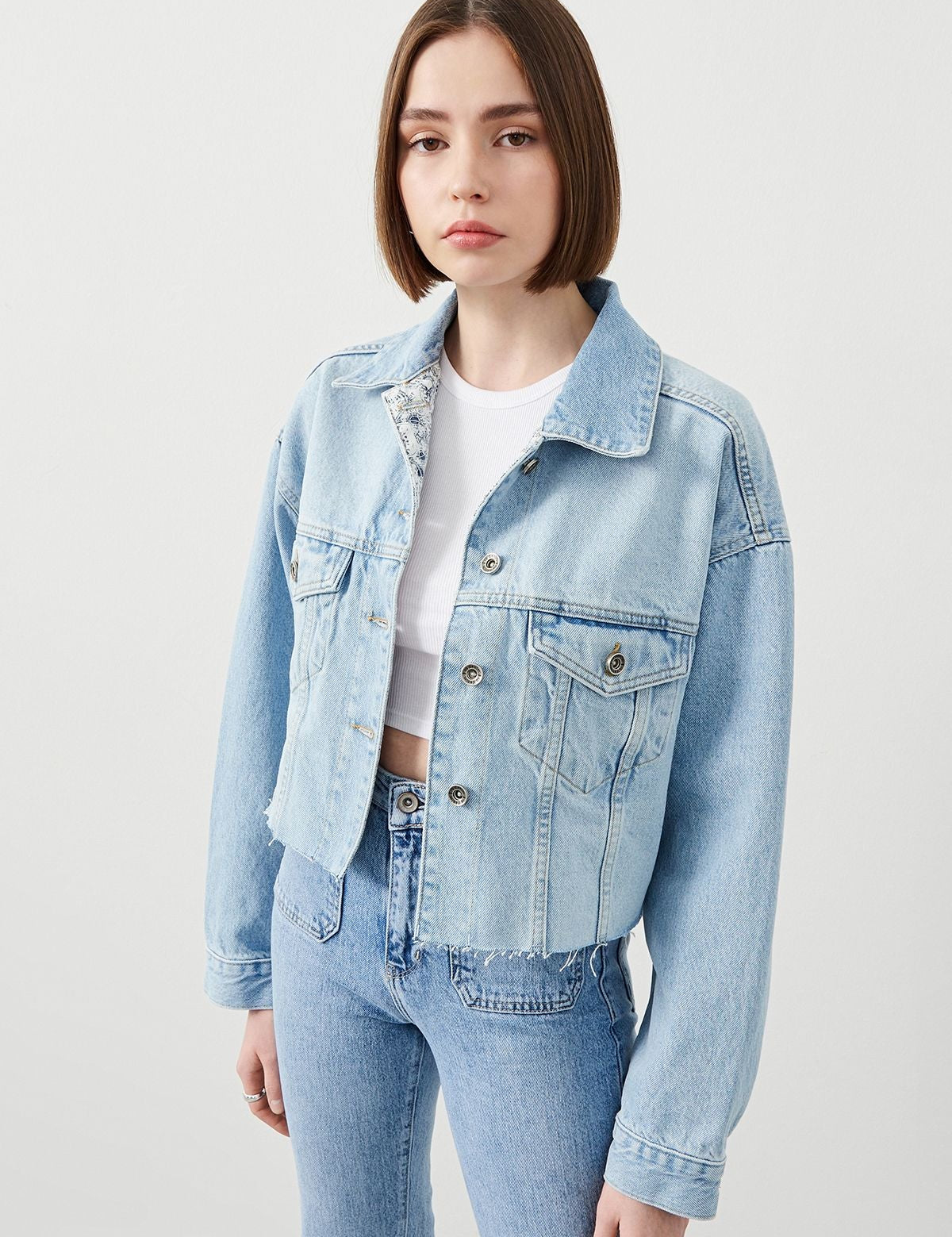  Ra Denim-Opia Crop Oversize Fit Light Blue Women’s Denim Jacket-2