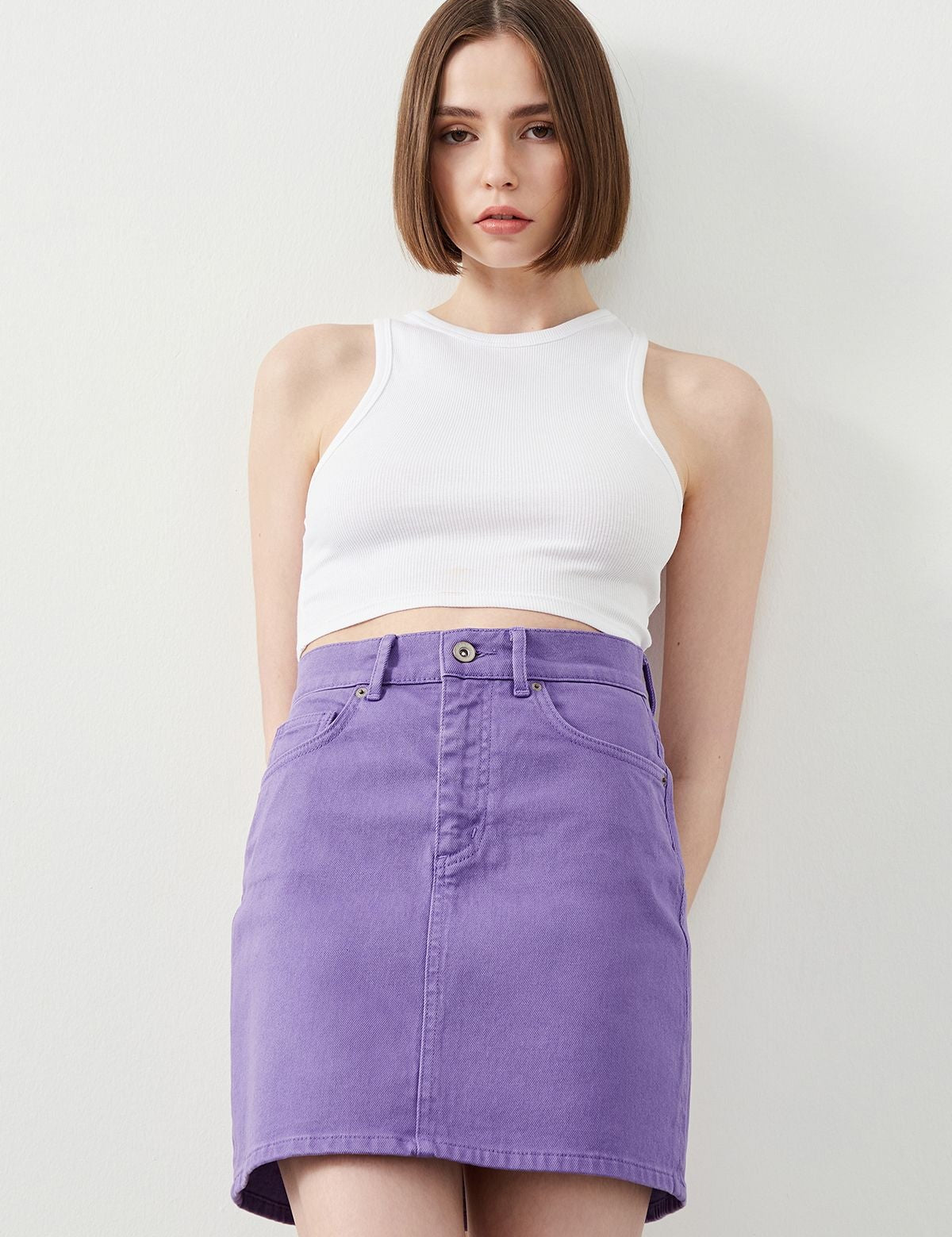  Ra Denim-Violet Slim Fit Purple Women’s Skirt-1