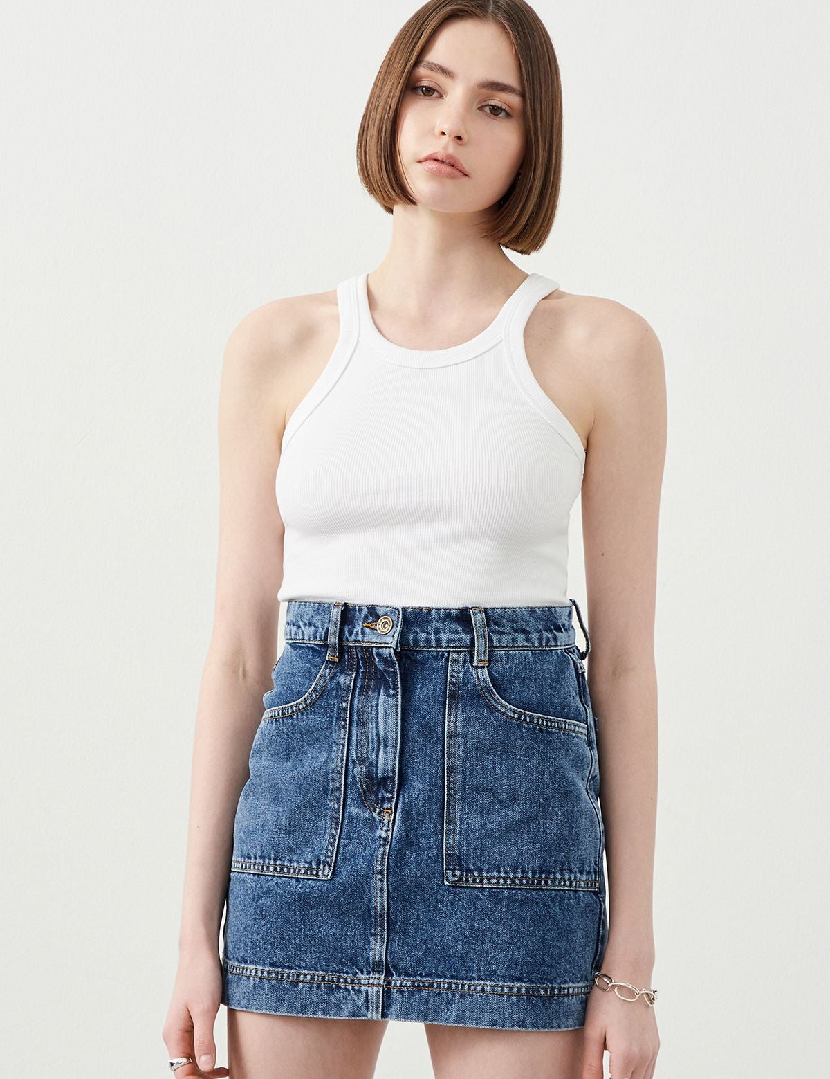  Ra Denim-Girit Dark Blue Women's Denim Skirt-2