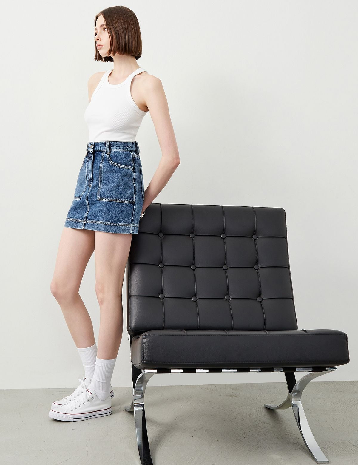  Ra Denim-Girit Dark Blue Women's Denim Skirt-1