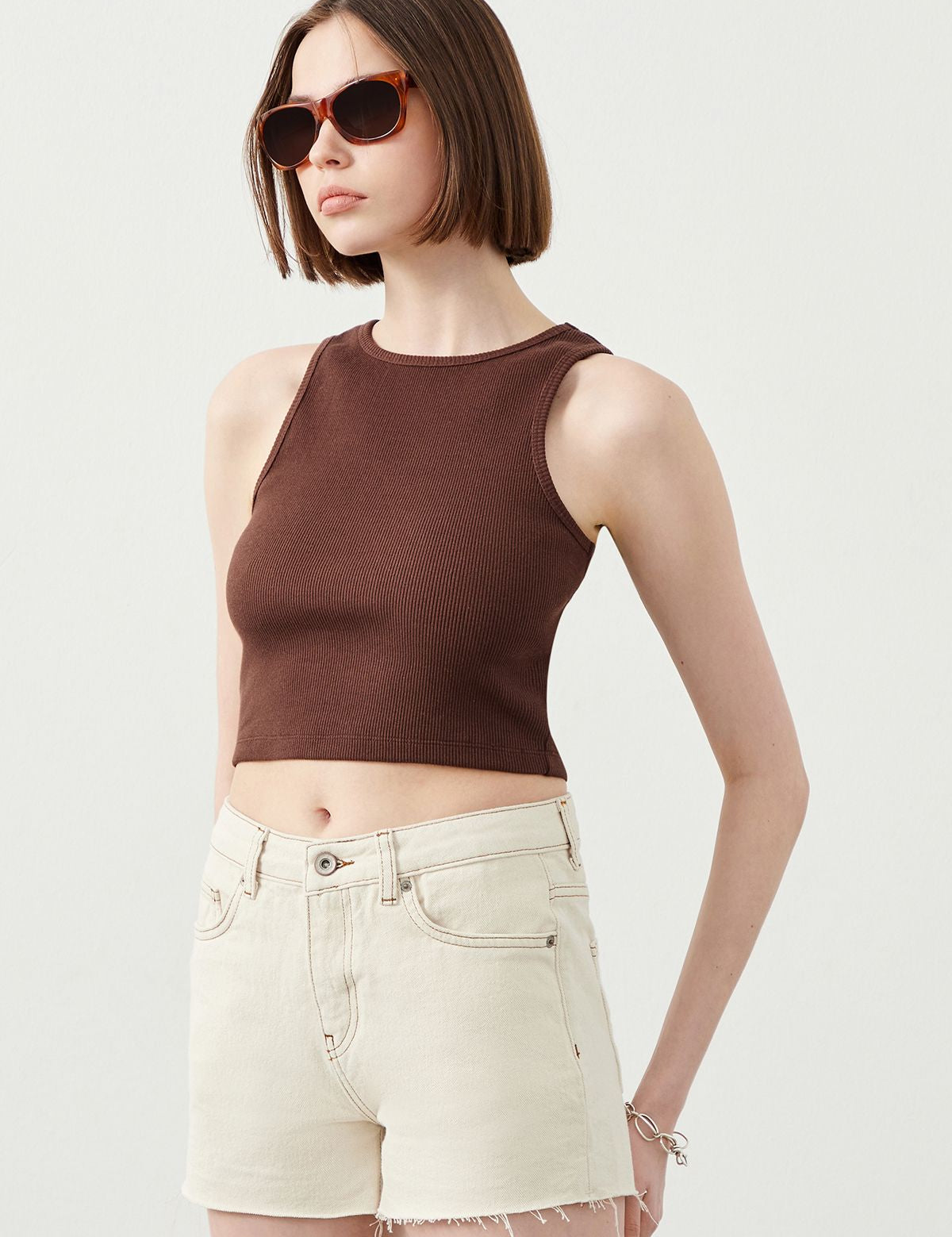  Ra Denim-Ruhe Ecru Natural Fabric Women’s Denim Shorts