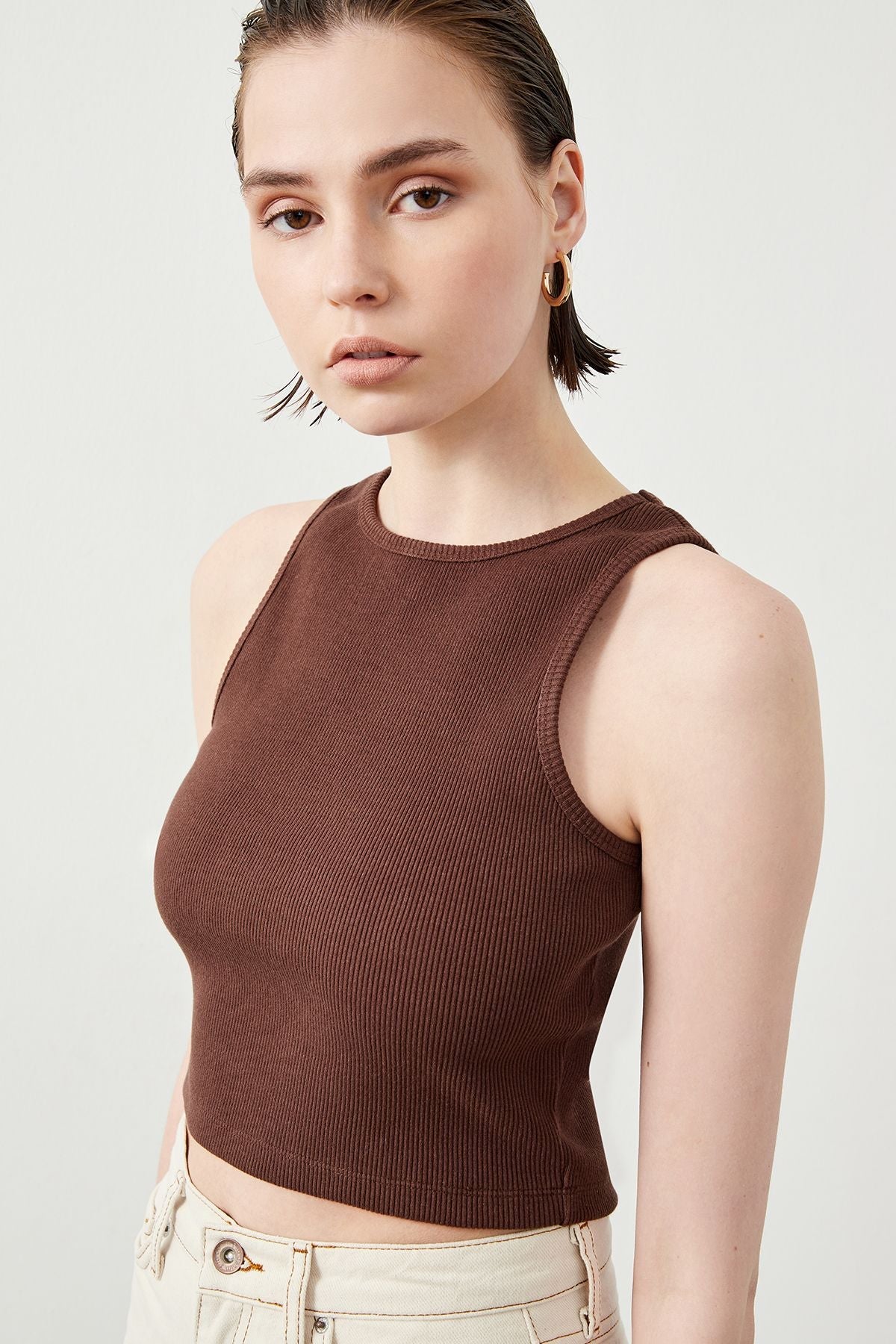  Ra Denim-Verona Brown Women’s Crop Top-1