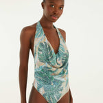 FARM Rio Green Mosaic Sequined One-Piece Swimsuit in Mosaic Rio