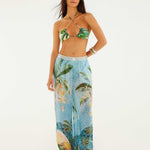 Embroidered Side Buttons Balloon Pants in Mosaic Rio
