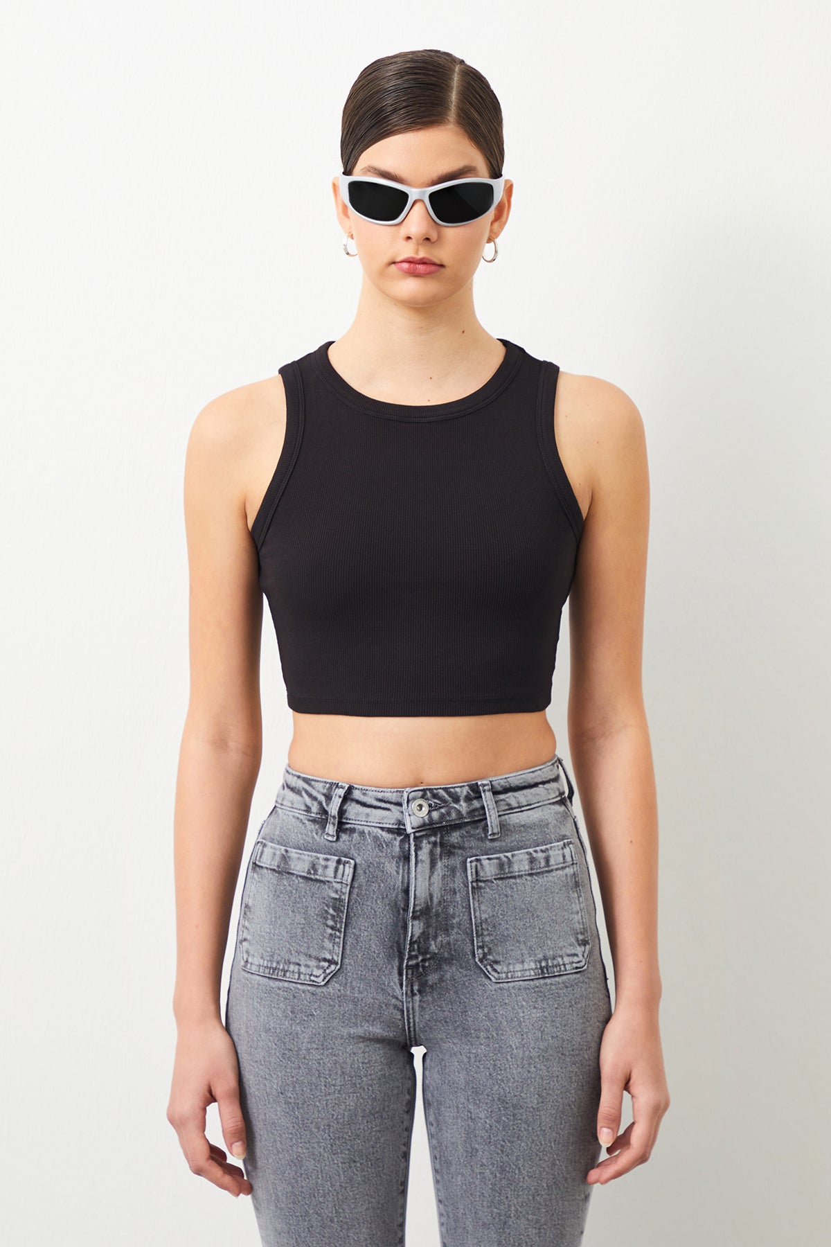  Ra Denim-Arven Black Women's Crop Top-1