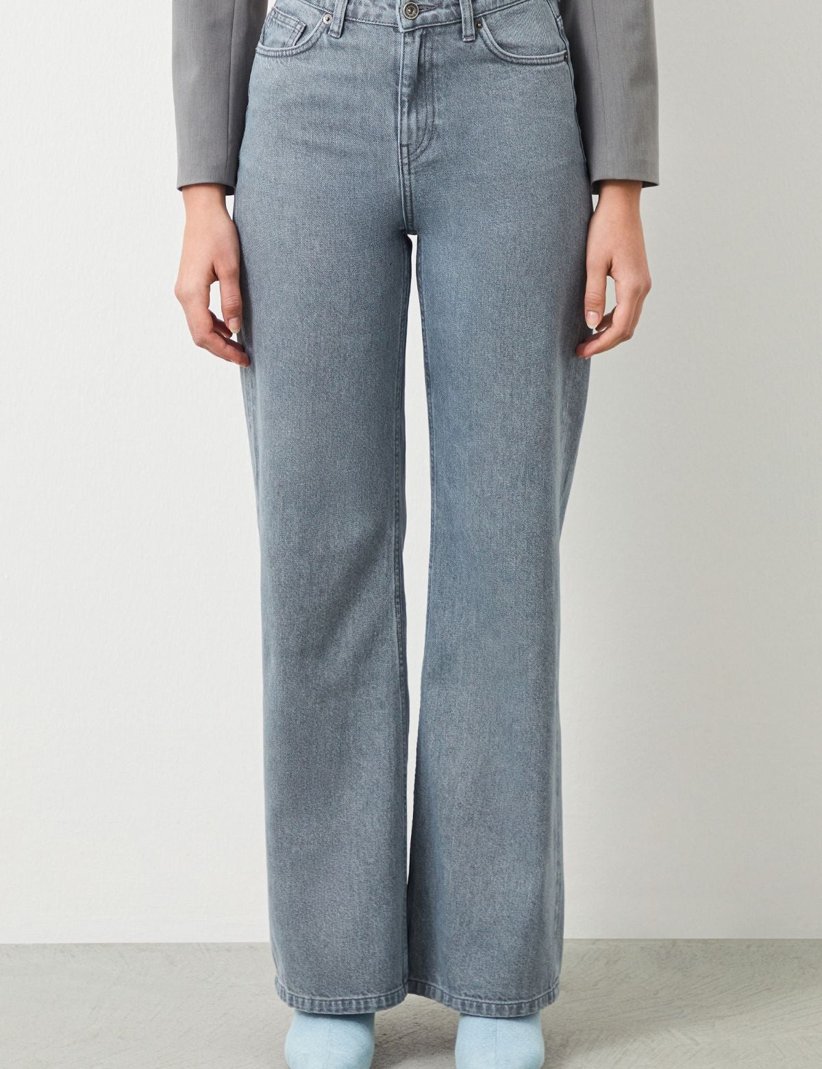  Ra Denim-Odin Wide Leg Fit Gray Women's Jeans-2