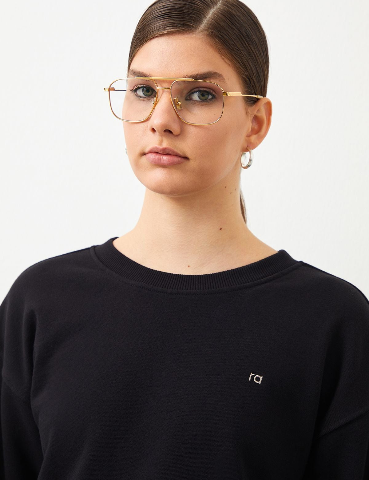  Ra Denim-Vita Crop Oversize Black Women's Sweatshirt-2