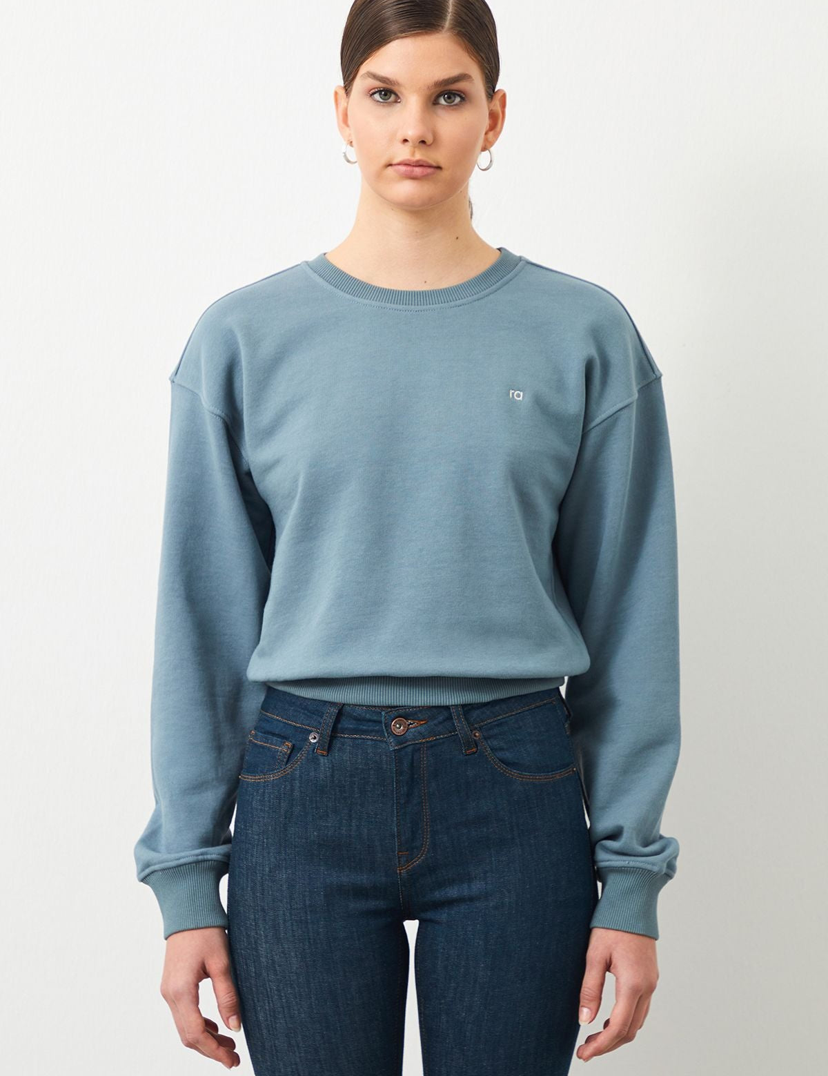  Ra Denim-Vita Crop Oversize Blue Women's Sweatshirt