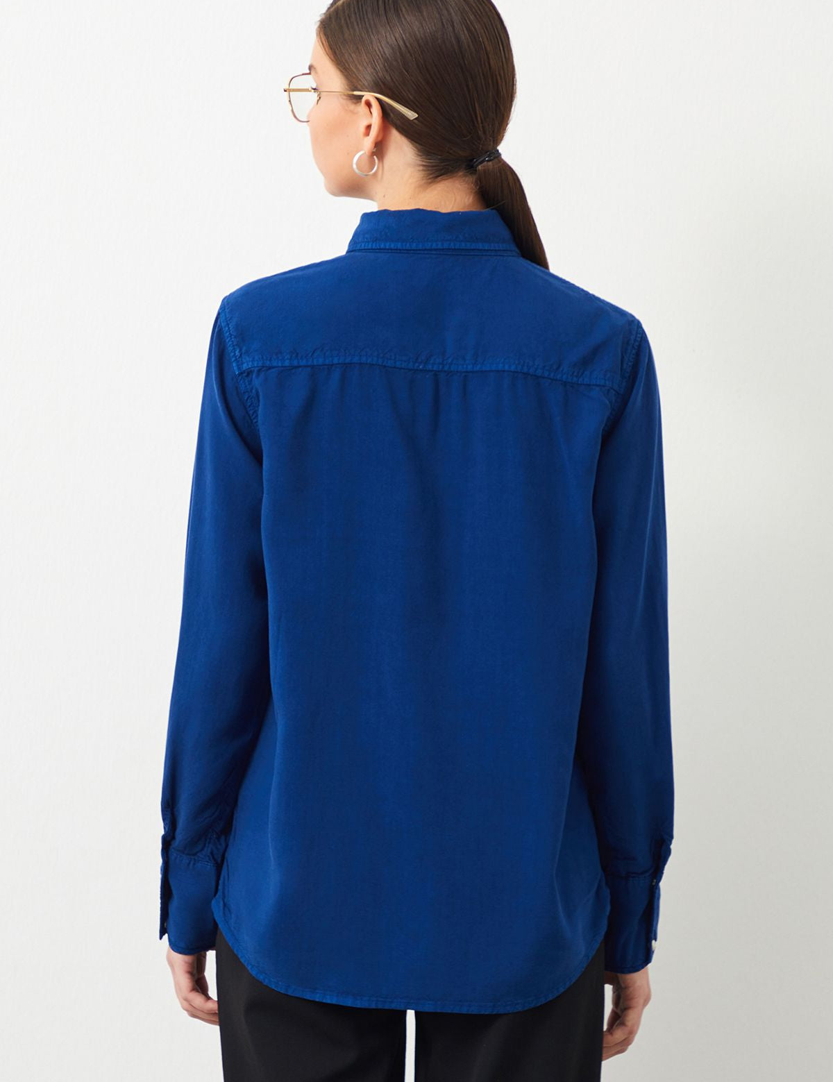  Ra Denim-Signy Regular Fit Navy Blue Women's Tencel Shirt-2