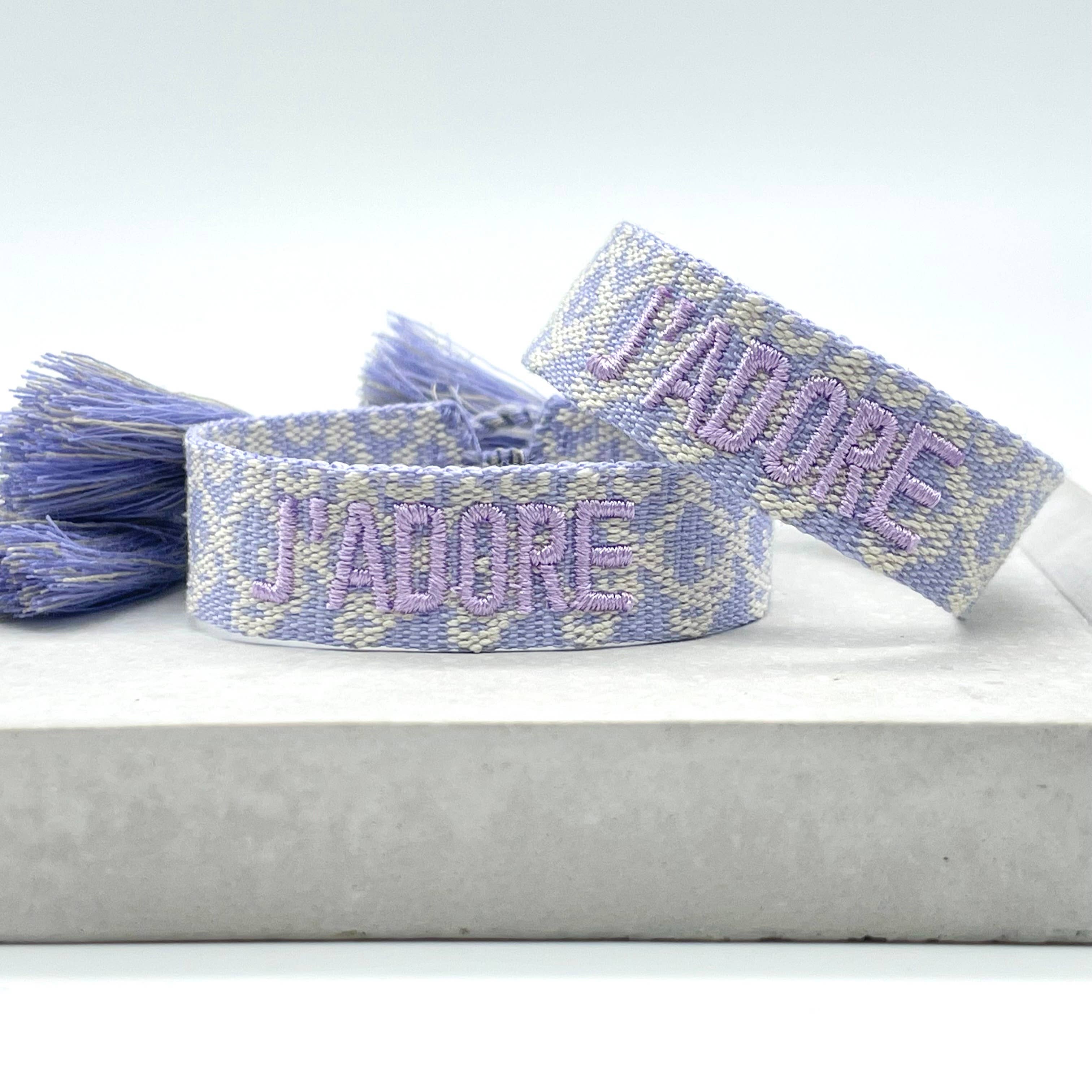 J'ADORE statement bracelet woven, embroidered