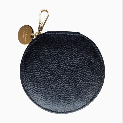 Round Clip-On Wallet – Black Vegan Leather