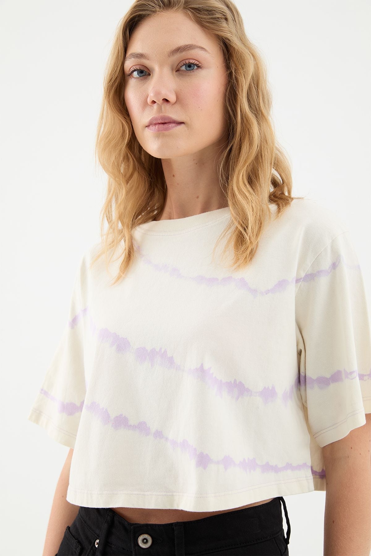 Jaen Ecru Tie Dye Damen T-Shirt