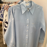 CHEMISE LIN LONGUE OVERSIZE - BLUE