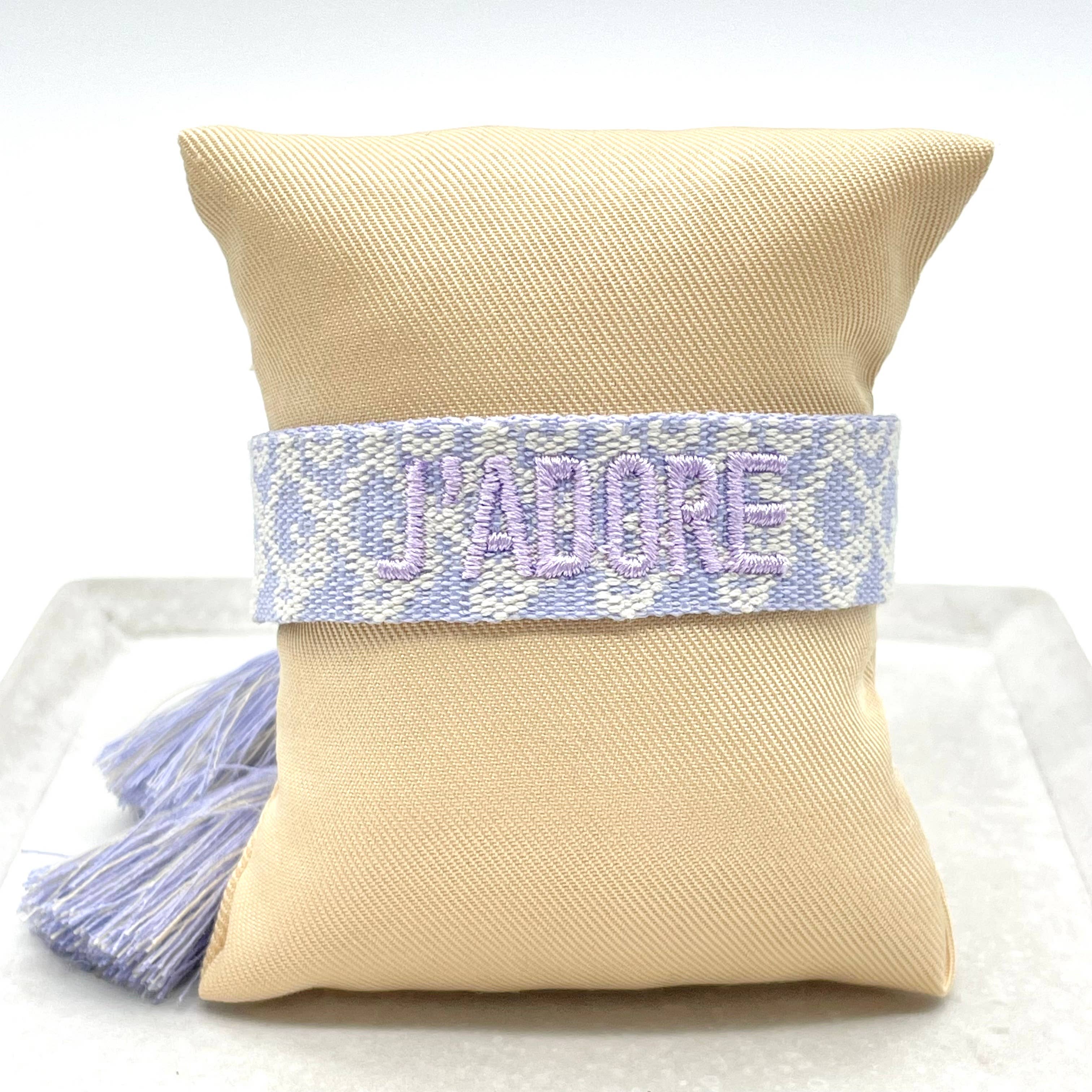 J'ADORE statement bracelet woven, embroidered