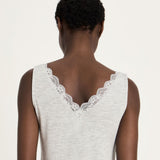 Lace Trim Organic Cotton Vest – Grey Marl
