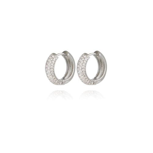 PATTI Pave Hoop Earrings | Silver Plated Product vendor