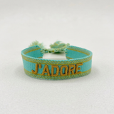 J'ADORE Statement Woven Bracelet — Turquoise & Toffee