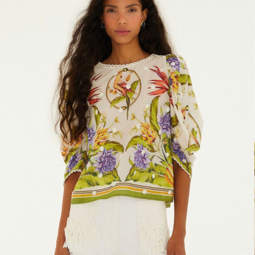 Sand Tropical Scarf Blouse