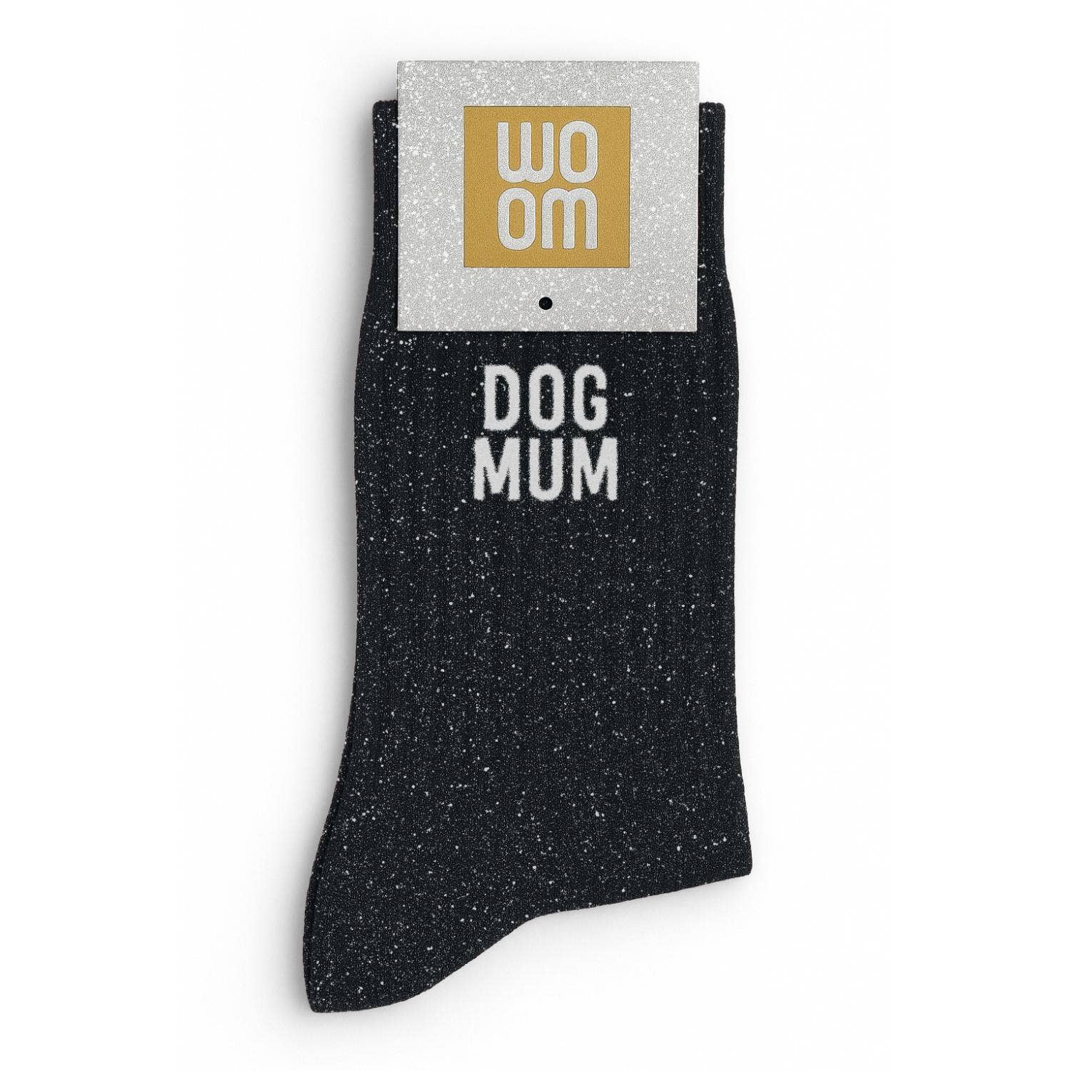"Dog Mum" Message Glitter Socks - Black