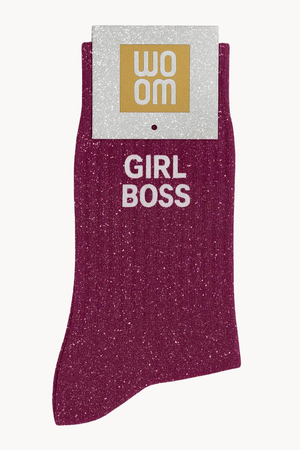 "Girl Boss" Message Glitter Socks - Purple