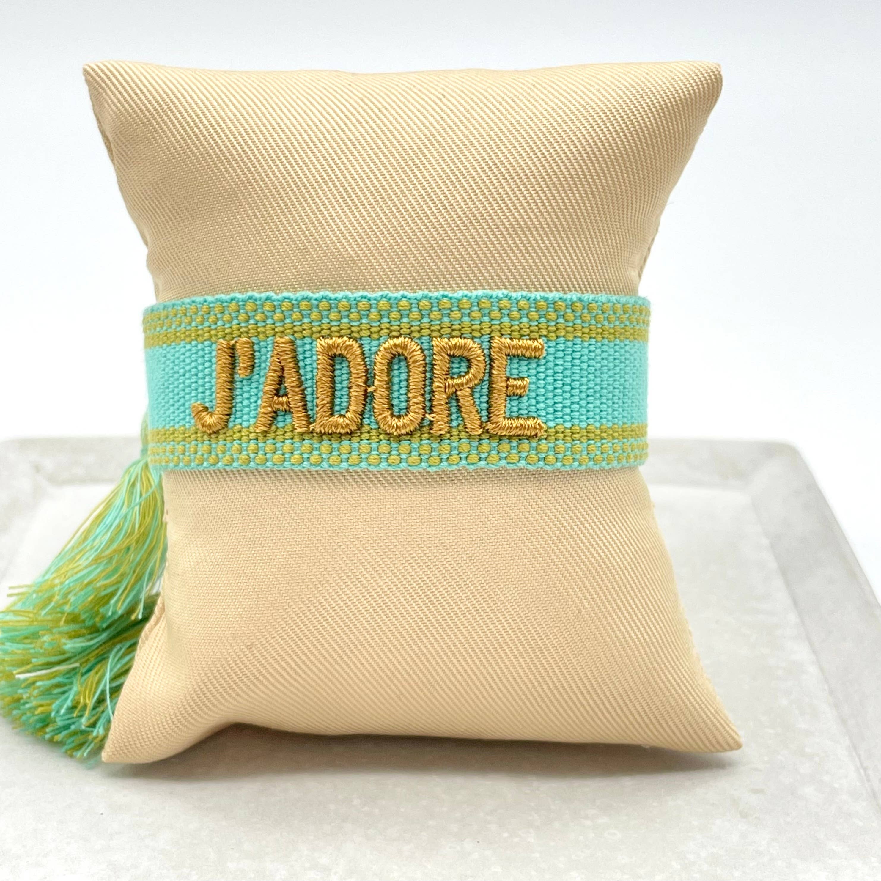 J'ADORE statement bracelet woven, embroidered