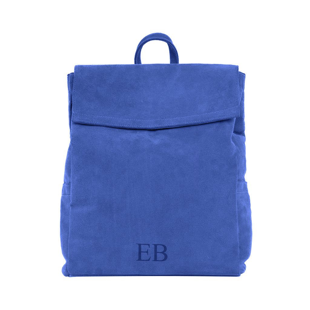 Pop Blue Emmy Boo Backpack Lipari in bright blue suede crust leather for women and men.