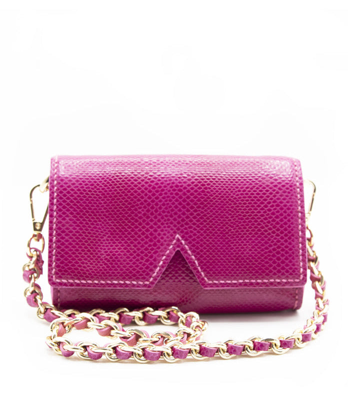 Elegant fuchsia pink leather shoulder bag by Aetalia, designed for a chic and stylish look.