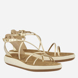 Anastasia Comfort platinum sandals by Ancient Greek Sandals, a flat metallic summer sandal handmade in Greece